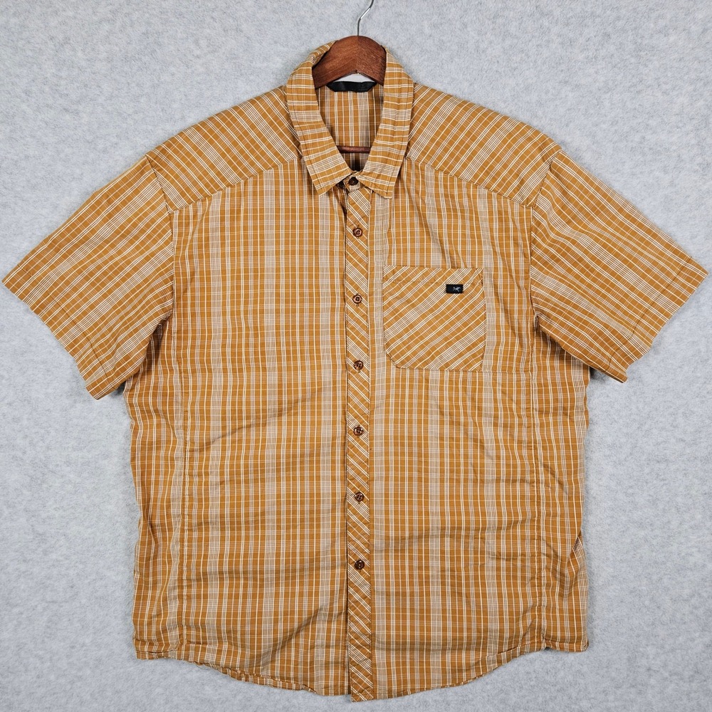 Arc'teryx Peakline Shirt (Men's XL) Orange Plaid Regular Short Sleeve Outdoors